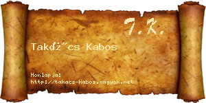 Takács Kabos névjegykártya