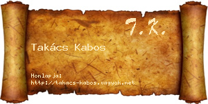 Takács Kabos névjegykártya